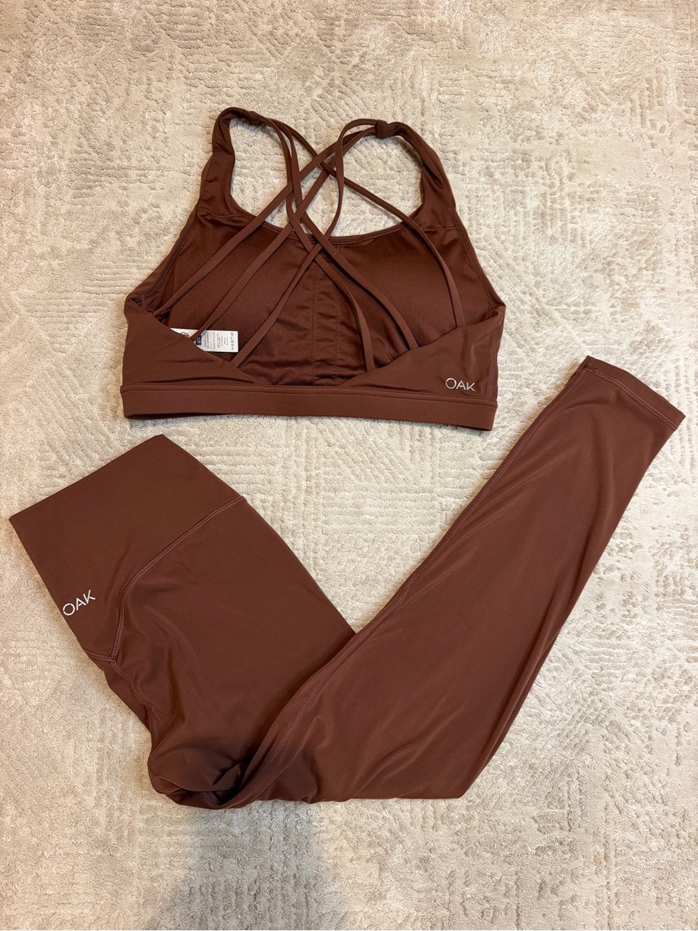 OAK Fit Co Brown Sports Bra & Leggings Matching Set Size XL